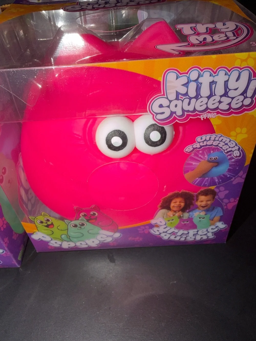 Jumbo Squeeze Kitty Squeeze Bright Hot Pink Plush Toy